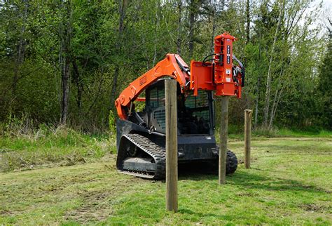 kubota skid steer fence post driver|skid steer guardrail posts.